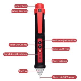 img 3 attached to 🔌 Adjustable Sensitivity Voltage Tester - Tiancai Non Contact Electroscope with LED Flashlight, Buzzer, Display Screen & Pocket Clip | High-Precision Smart Tool for 12V-1000V Testing