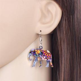 img 1 attached to BONSNY Acrylic Africa Jungle Elephant Statement 🐘 Earrings: Exquisite Jewelry Charms for Women & Kids