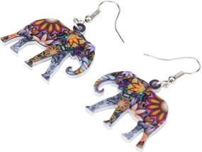 img 3 attached to BONSNY Acrylic Africa Jungle Elephant Statement 🐘 Earrings: Exquisite Jewelry Charms for Women & Kids