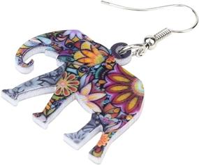 img 2 attached to BONSNY Acrylic Africa Jungle Elephant Statement 🐘 Earrings: Exquisite Jewelry Charms for Women & Kids