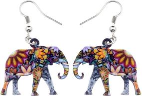 img 4 attached to BONSNY Acrylic Africa Jungle Elephant Statement 🐘 Earrings: Exquisite Jewelry Charms for Women & Kids