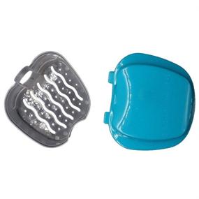 img 1 attached to 2-Pack Denture Bath Cup Case Box Holder with Strainer Basket for Travel Cleaning - Light Blue and White Colors
