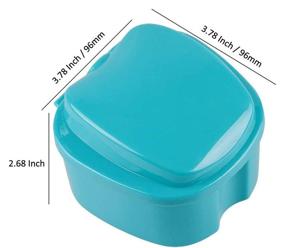 img 3 attached to 2-Pack Denture Bath Cup Case Box Holder with Strainer Basket for Travel Cleaning - Light Blue and White Colors