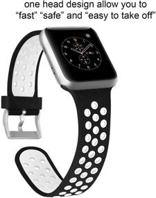 img 2 attached to 🏃 Браслеты SKTLET Sport - Совместимы с Apple Watch 44 мм 42 мм 40 мм 38 мм - Мужчины Женщины iWatch Серия 6/5/4/3/2/1/SE - 2 штуки Дышащие мягкие силиконовые ремешки для замены - ремешки iWatch серого и белого цвета.