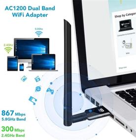 img 2 attached to 📶 Адаптер WiFi TEROW ROW5D16 USB 1200M - Антенна высокого усиления 5dBi - Двухдиапазонный беспроводной сетевой адаптер 802.11ac - 5.8G/866M + 2.4G/300M - USB 3.0 WiFi-донгл для Windows XP/Vista/7/8/10, Linx2.6X и Mac OS X.