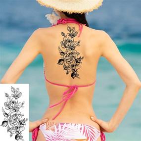 img 1 attached to 💧 Waterproof Temporary Tattoos Stickers - Set of 72 Large Flower Designs for Women, Fake Body Art Arm Sketch Tattoo Stickers for Women