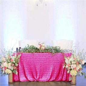 img 3 attached to 🎀 Hot Pink Sequin Rectangular Tablecloth - 60x102 Inches for Party Cake and Dessert Table Décor