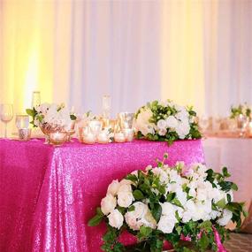 img 4 attached to 🎀 Hot Pink Sequin Rectangular Tablecloth - 60x102 Inches for Party Cake and Dessert Table Décor