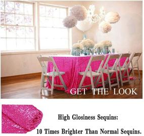 img 1 attached to 🎀 Hot Pink Sequin Rectangular Tablecloth - 60x102 Inches for Party Cake and Dessert Table Décor
