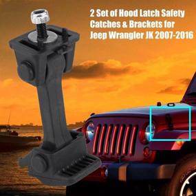 img 3 attached to Hood Latch Kit for Jeep Wrangler JK 2007-2016, 2 Sets of Safety Catch & Brackets, OE# 55395653AF, for Sport Utility 2-Door/4-Door