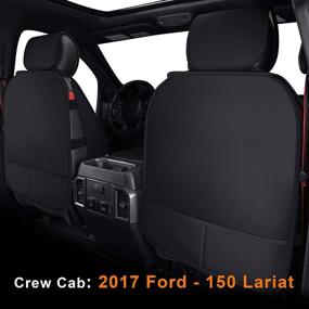 img 2 attached to 🌊 Waterproof Faux Leather Full Set Seat Covers for F150 Crew Cab (2015-2020) and F250/F350/F450 Crew Cab (2017-2020) in Black