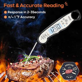 img 3 attached to 🌡️ Pilita Instant Read Meat Thermometer: Fast, Precise, & Convenient for Cooking; Grill, BBQ, Deep Fry, and Roast Turkey – with Backlight, Magnet, Calibration, and Foldable Probe