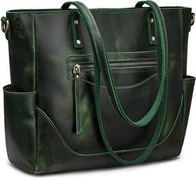 img 4 attached to 👜 S-ZONE Women's Vintage Leather Tote: Stylish & Spacious Work Handbag with Shoulder & Crossbody Strap