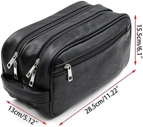 img 3 attached to 🧳 Sumnacon Unisex PU Leather Waterproof Travel Toiletry Bag Organizer: Ideal Shaving Grooming Dopp Kit & Household Business Vacation Cosmetic Bag with Portable Handle