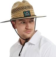 👒 men's wide brim straw lifeguard hats - summer beach sun protection hat логотип