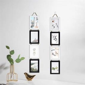 img 1 attached to 🖼️ Set of 2 Black and White 4x6 Hanging Picture Frames Collage with 8 Openings, Vertical Display Photo Frame Set for Wall Decor