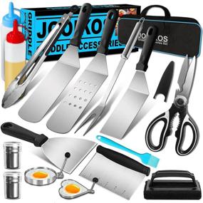 img 4 attached to 🔥 Griddle Grill Tools Set for Blackstone and Camp Chef Griddle - Jooikos Griddle Accessories Kit with Spatula, Bottle, Tongs, and Scraper for Hibachi Grill and Teppanyaki Grill