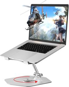 img 4 attached to 📱 AICase Adjustable Height Laptop Stand for Desk - Ergonomic 360° Swivel Computer Stand for MacBook Pro Air 17/16/15/13/10 Inch (10-17") - Aluminum Elevated Riser Holder