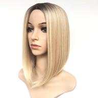 14-inch women's short blonde wig: ombre synthetic full hair bob wig, heat resistant, straight style - ideal for black/white women logo