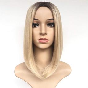 img 3 attached to 14-Inch Women's Short Blonde Wig: Ombre Synthetic Full Hair Bob Wig, Heat Resistant, Straight Style - Ideal for Black/White Women