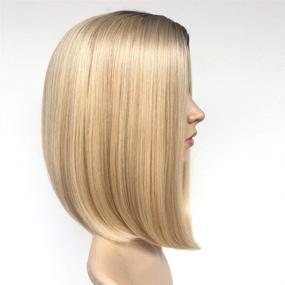 img 2 attached to 14-Inch Women's Short Blonde Wig: Ombre Synthetic Full Hair Bob Wig, Heat Resistant, Straight Style - Ideal for Black/White Women