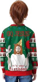 img 2 attached to 🎄 BesserBay Kid's Christmas Ugly Sweatshirt: Funny Xmas Long Sleeve Shirt for 4-12 Year Olds