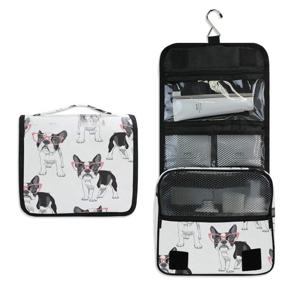 img 4 attached to 🐶 Stylish French Bulldog Travel Toiletry Bag - Large Capacity Cosmetic Organizer for On-the-Go