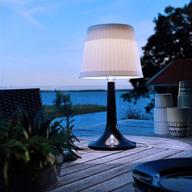 white led solar table lamp with 2 lighting modes for outdoor and indoor, auto on/off, ideal for garden, patio and desk use (black) logo