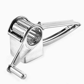 img 1 attached to Stainless Steel Rotary Cheese Grater - Professional Handheld Cutter and Slicer with Super Sharp Cylindrical Drum