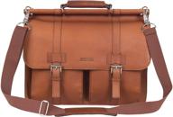 premium kenneth cole reaction colombian leather laptop portfolio in cognac - dual compartment flapover design logo