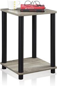 img 1 attached to 🪑 FURINNO Turn-N-Tube Haydn End Table: 1-Pack, French Oak Grey/Black - Sleek and Versatile Accent Furniture