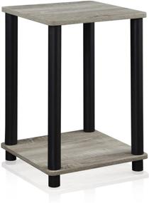 img 4 attached to 🪑 FURINNO Turn-N-Tube Haydn End Table: 1-Pack, French Oak Grey/Black - Sleek and Versatile Accent Furniture