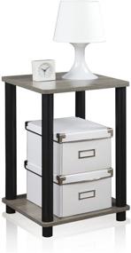 img 2 attached to 🪑 FURINNO Turn-N-Tube Haydn End Table: 1-Pack, French Oak Grey/Black - Sleek and Versatile Accent Furniture