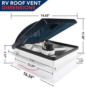 img 4 attached to Leisure Coachworks 14x14 RV Roof Vent Fan 12V Manual Riser | Reversible Manual Lift with Smoked Lid