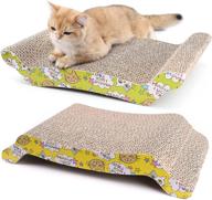 🐱 2-pack reversible corrugated cat scratcher cardboard, replacement scratching pad lounge sofa bed with catnip included logo