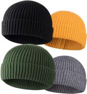 🧢 roybens men's 4-pack wool fisherman beanies, knit short watch cap winter warm hats logo