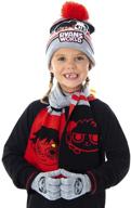 optimized search: ryan's world kids ryan and combo panda 3 piece set - gloves, scarf, and pom beanie logo