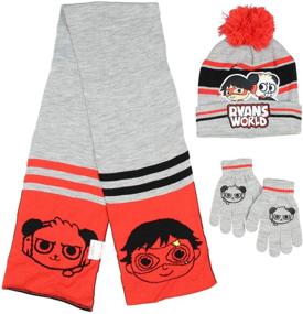 img 2 attached to Optimized Search: Ryan's World Kids Ryan and Combo Panda 3 Piece Set - Gloves, Scarf, and Pom Beanie