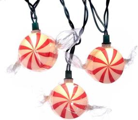 img 2 attached to 🍭 Vibrant Kurt Adler 10-Light Red Peppermint Candy Light Set: Festive Holiday Decor at its Finest!