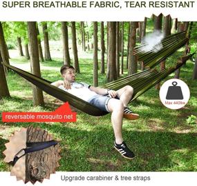 img 2 attached to 🏕️ FIRINER Camping Hammock Rainfly Set with Mosquito Net Tent, Tree Straps – Portable Single/Double Nylon Parachute Hammock for Backpacking, Hiking, Travel, Yard, Outdoor Activities