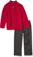 nautica boys 2-piece quarter zip sweater and pants set: stylish and comfortable outfits for kids logo