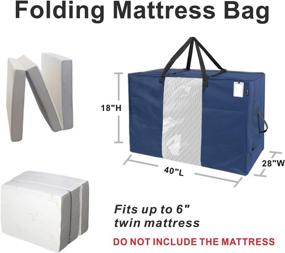 img 3 attached to 🛏️ Folding Mattress Storage Bag - Durable Carry Case for Tri-Fold Twin Mattress up to 6 inches - Navy, HYPER VENTURE