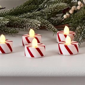 img 1 attached to Christmas Tea Lights - Set of 6 Flameless Battery Operated LED Candles with Candy Cane Stripes