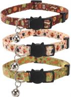 🐱 get festive with lamphyface 3 pack thanksgiving cat collar bundle – adjustable & bell equipped! логотип