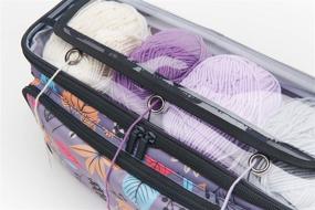 img 1 attached to 🧶 VOSDANS Yarn Storage Bag Organizer with 3 Holes, Knitting Tote Bag for Yarn and Unfinished Project, Pockets for Knitting Needles, Crochet Hooks, and Accessories, Purple Leaf (Bag Only)