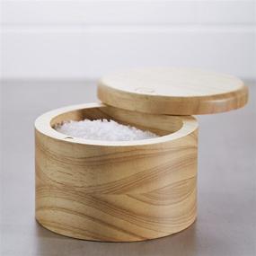 img 3 attached to Ayesha Curry Parawood Salt Cellar with 🧂 Lid - 4 Inch, Brown: Premium Pantryware Salt Box