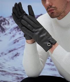 img 2 attached to 🧤 Enhance Your Style in Comfort with YISEVEN Touchscreen Sheepskin Contrast Stitching Men's Accessories