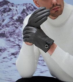 img 3 attached to 🧤 Enhance Your Style in Comfort with YISEVEN Touchscreen Sheepskin Contrast Stitching Men's Accessories