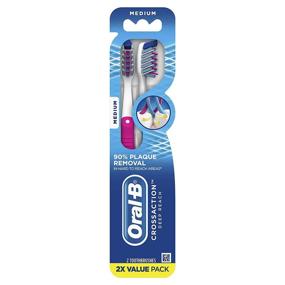 img 4 attached to Optimized for Search: Oral-B CrossAction Deep Reach Manual Toothbrush, Medium, 2 count (Color May Vary)