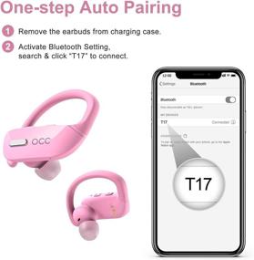 img 1 attached to Беспроводные наушники Occiam Bluetooth Наушники 48H Play Back Наушники-вкладыши Водонепроницаемые с микрофоном Светодиодный дисплей Для занятий спортом Бег Тренировки Розовый